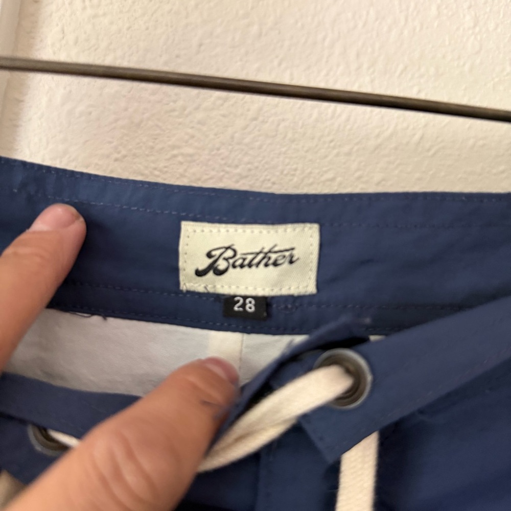 BATHER blue nylon beach swim summer drawstring shorts trunks - Picture 5 of 7